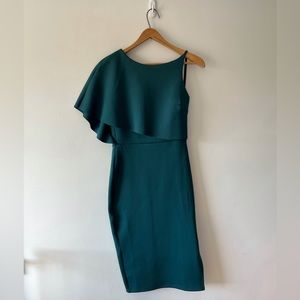 Green ASOS Backless Cocktail or Wedding Guest Dress One-Shoulder